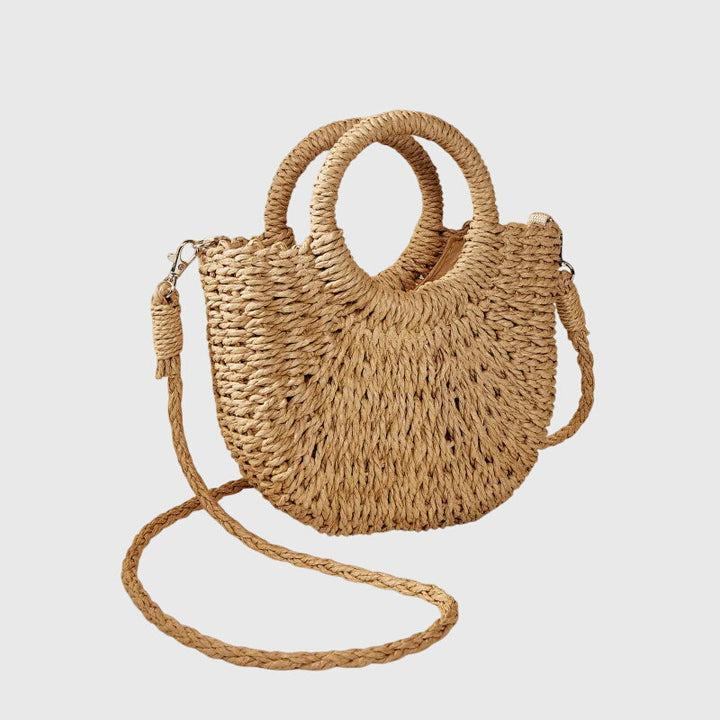 Xavierae | Woven Straw Handbag with Round Handles