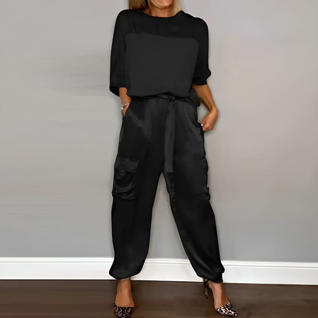 Xiomara | Two Piece Set with Satin Cargo Pants