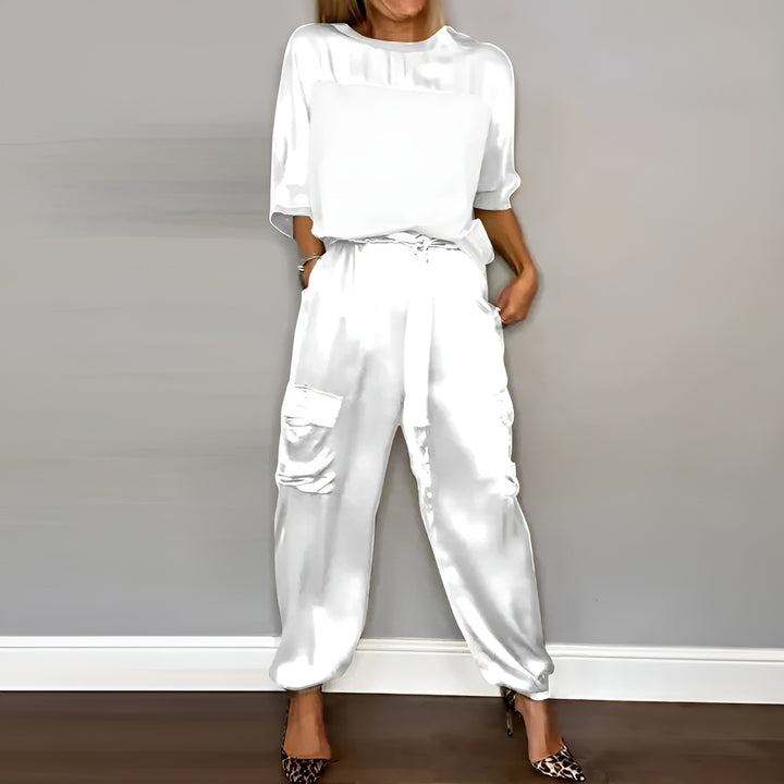 Xiomara | Two Piece Set with Satin Cargo Pants