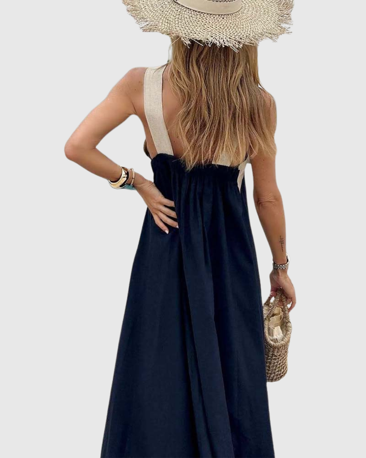 Xirella | Chic Halter Neck A-Line Maxi Dress
