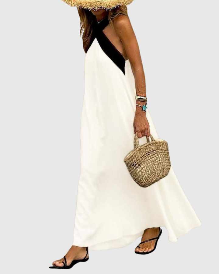 Xirella | Chic Halter Neck A-Line Maxi Dress