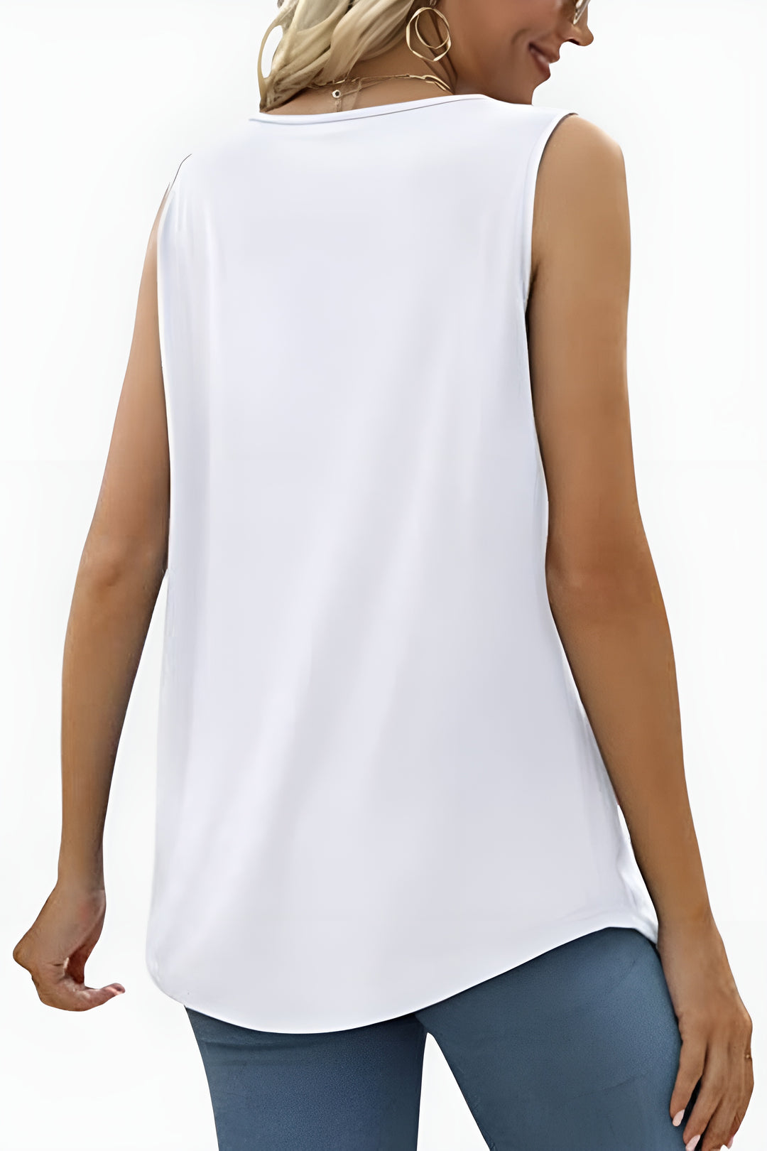Xirezorra | Square Neck Tank Top with Pleated Front