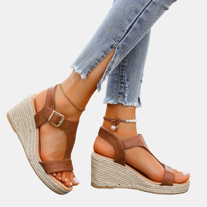 Xyliana | Wedge Sandals with Ankle Strap and Buckle