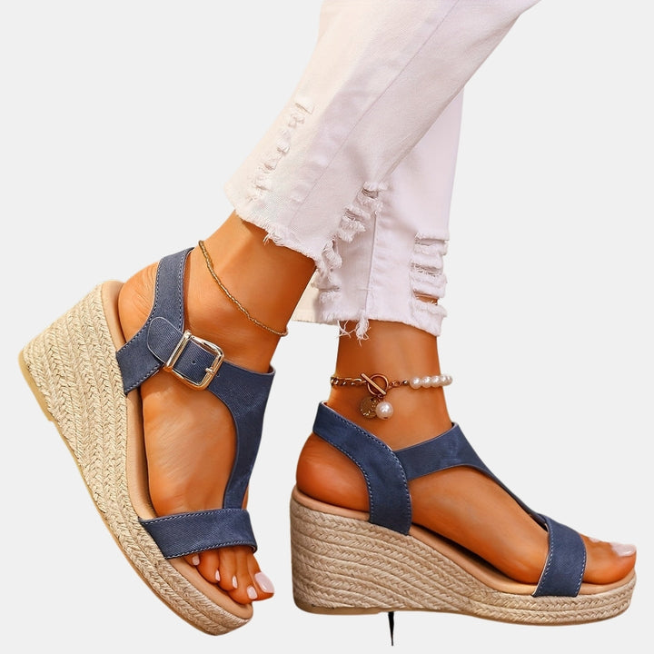 Xyliana | Wedge Sandals with Ankle Strap and Buckle