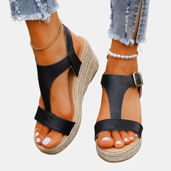 Xyliana | Wedge Sandals with Ankle Strap and Buckle