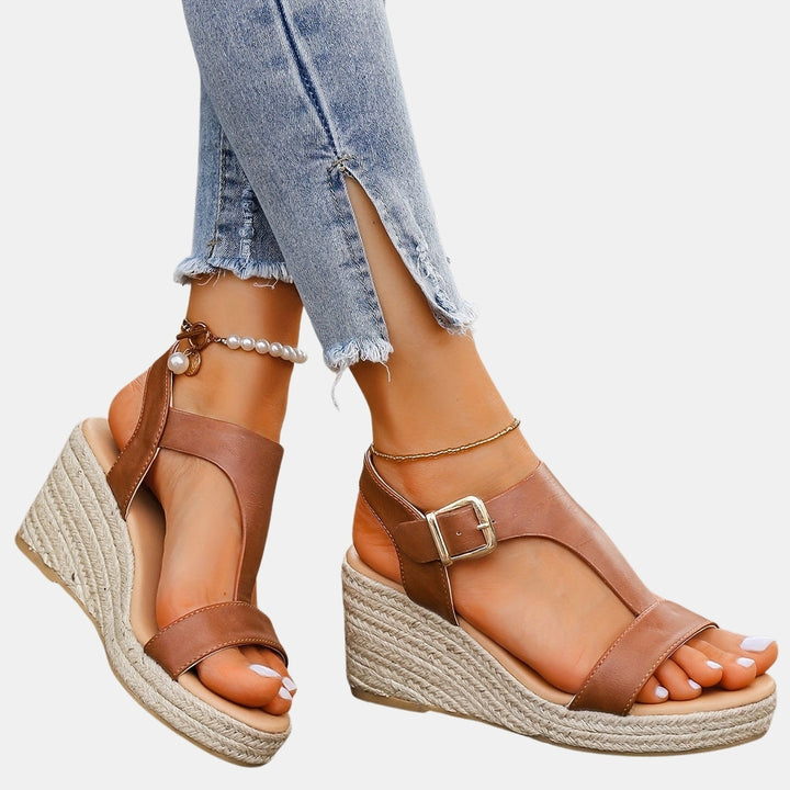 Xyliana | Wedge Sandals with Ankle Strap and Buckle