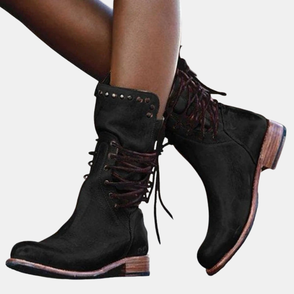 Xylina | Classic Lace Up Ankle Boots with Stud Detail