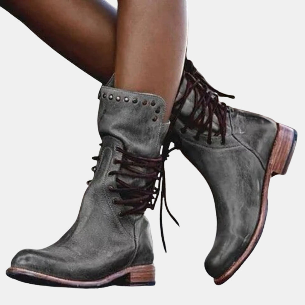 Xylina | Classic Lace Up Ankle Boots with Stud Detail