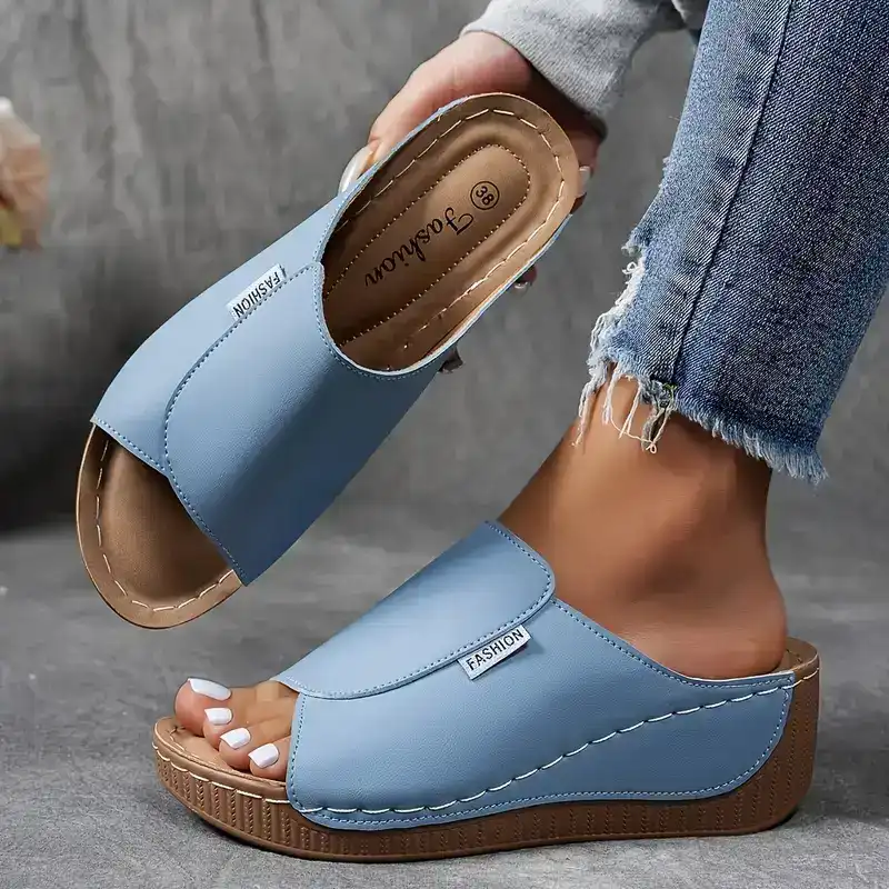 Xylona | Platform Slide Sandals with Wide Strap