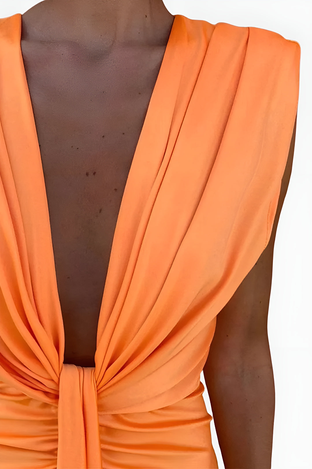 Yaryndra | Elegant Draped Maxi Dress with Deep V Neck