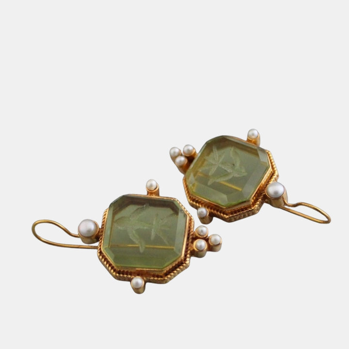 Yasmine | Vintage Inspired Drop Earrings with Stone Detail