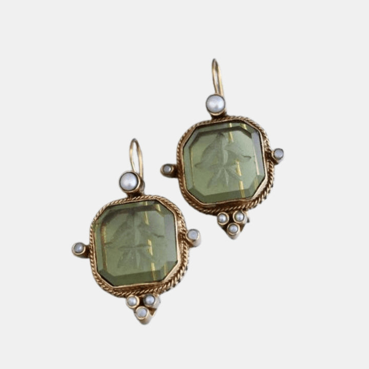 Yasmine | Vintage Inspired Drop Earrings with Stone Detail