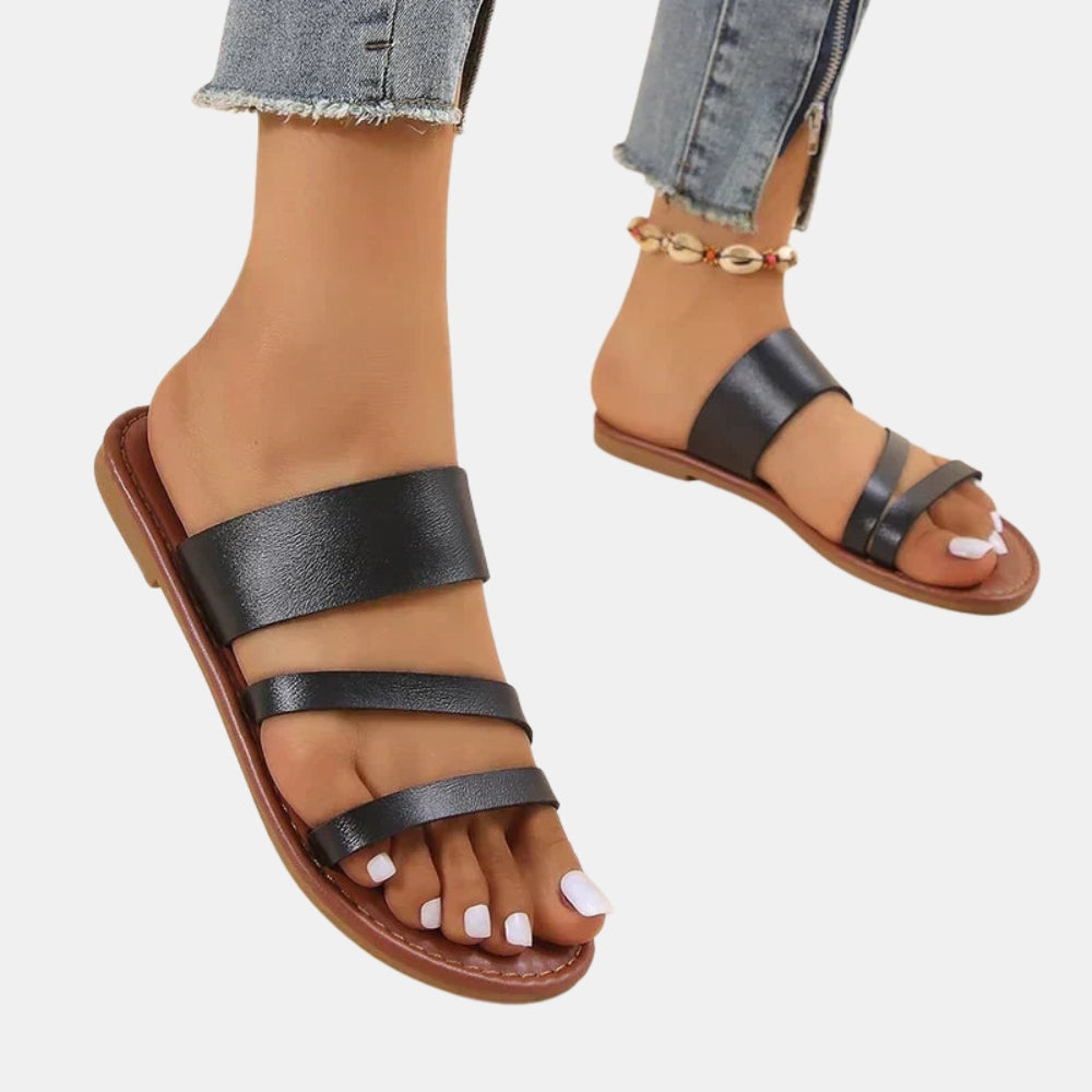 Yevonne | Minimalist Flat Sandals with Double Strap