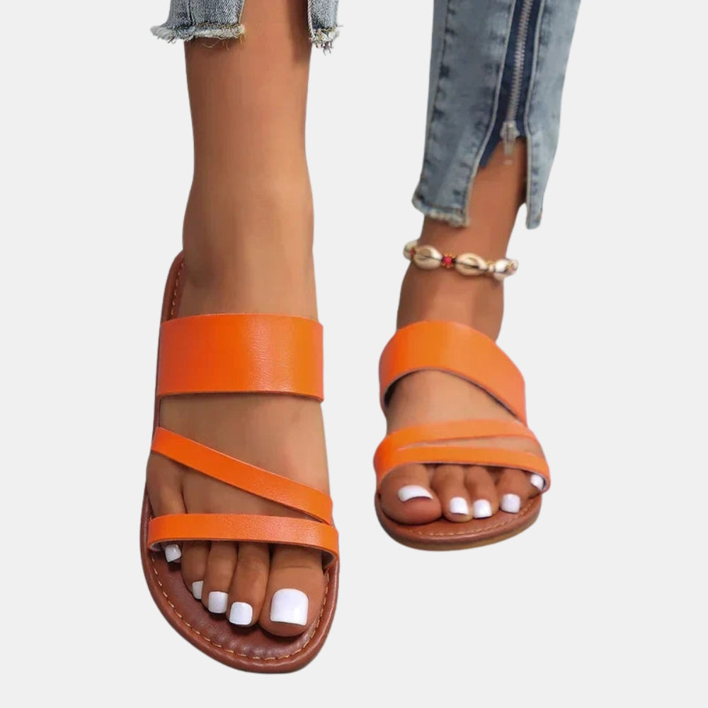 Yevonne | Minimalist Flat Sandals with Double Strap