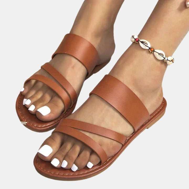 Yevonne | Minimalist Flat Sandals with Double Strap