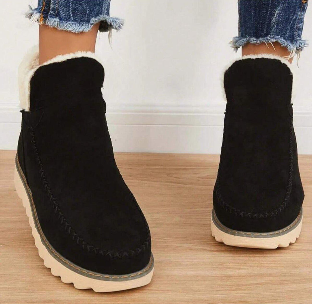 Ynez | Platform Ankle Boots with Plush Trim