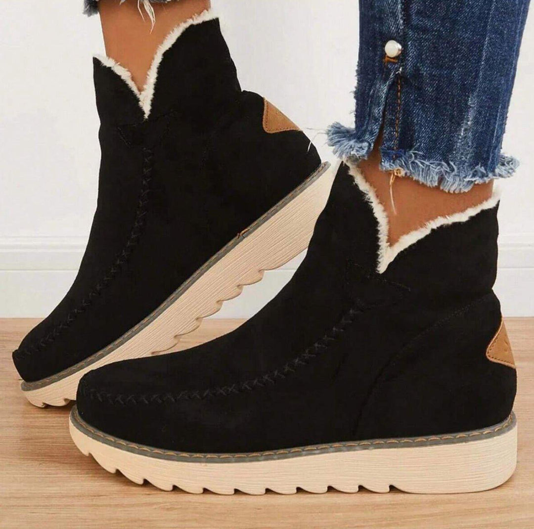 Ynez | Platform Ankle Boots with Plush Trim