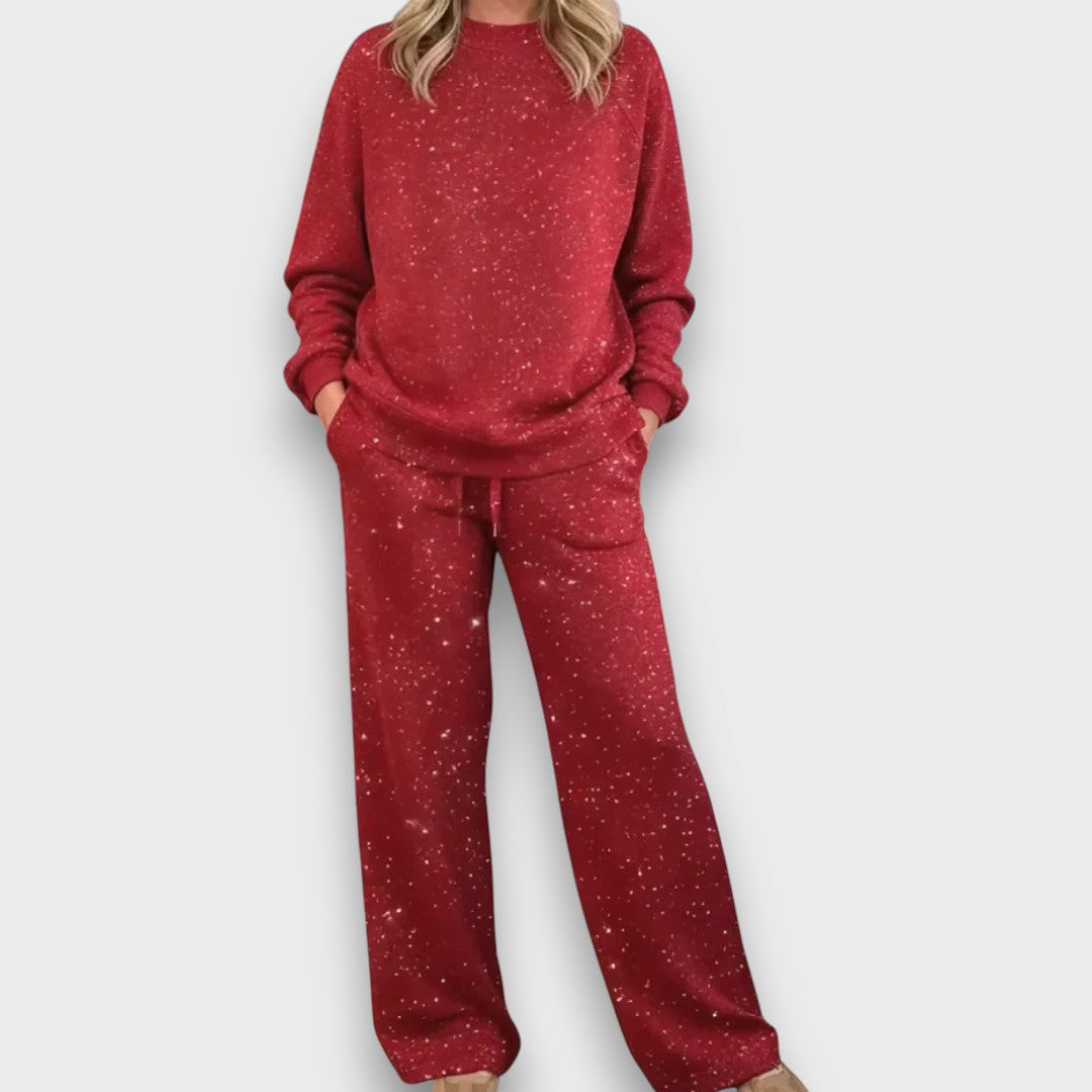Yseult | Relaxed Two Piece Set with Long Sleeve Top and Wide Leg Pants