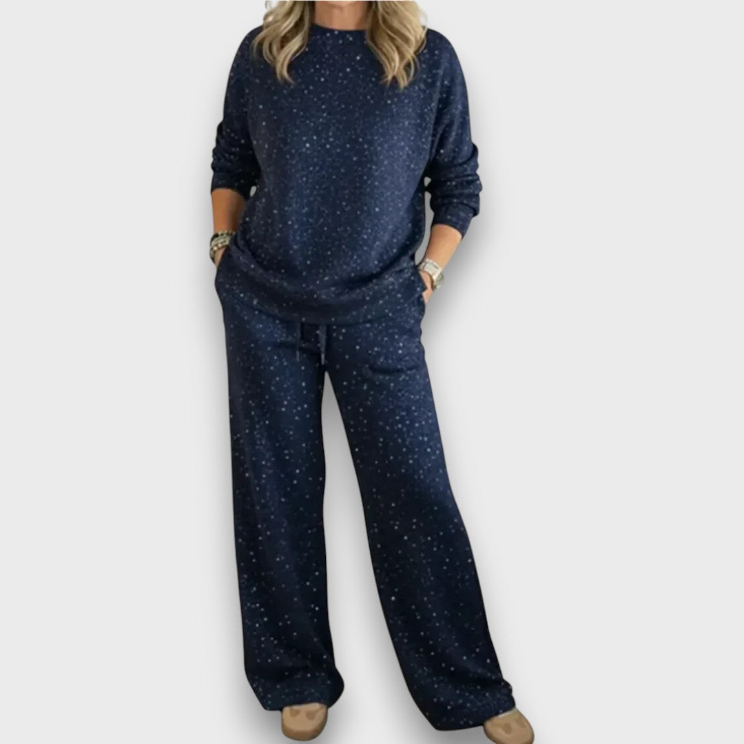 Yseult | Relaxed Two Piece Set with Long Sleeve Top and Wide Leg Pants