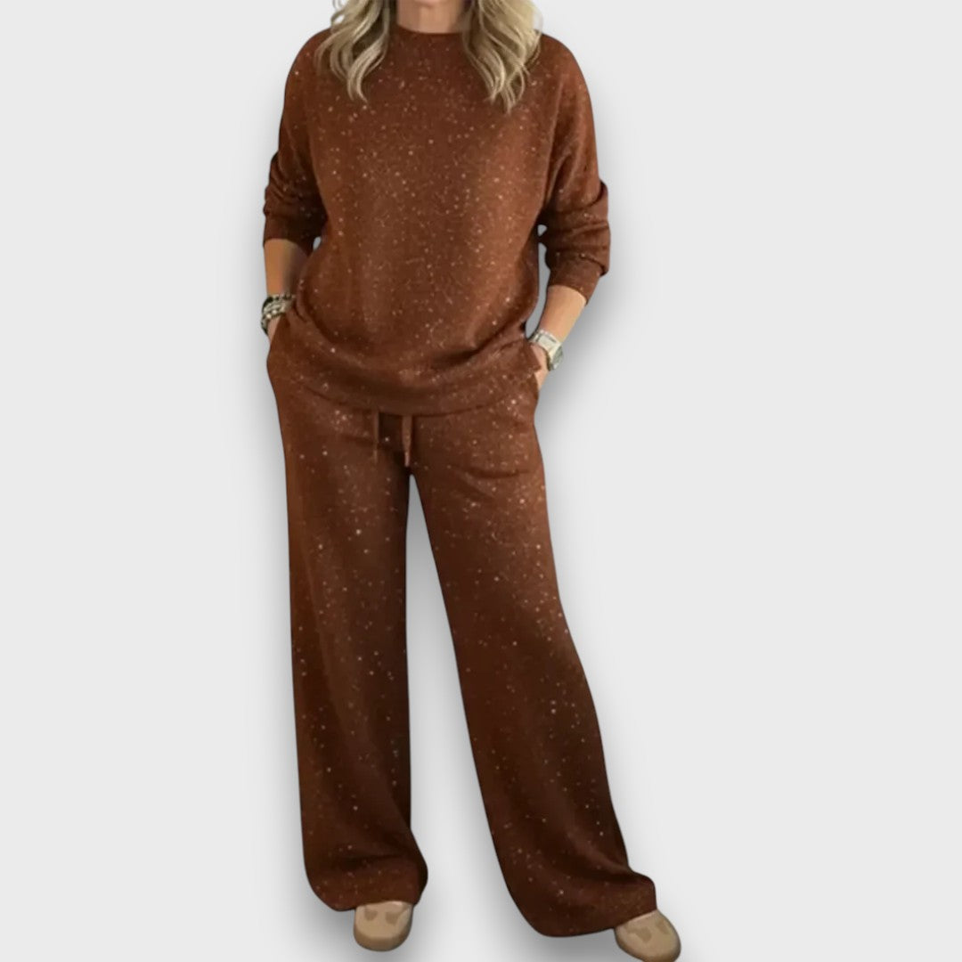 Yseult | Relaxed Two Piece Set with Long Sleeve Top and Wide Leg Pants