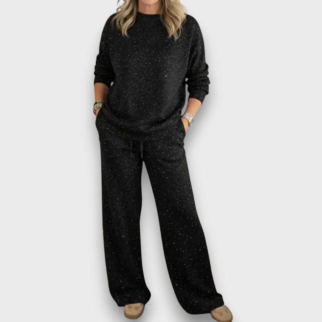 Yseult | Relaxed Two Piece Set with Long Sleeve Top and Wide Leg Pants