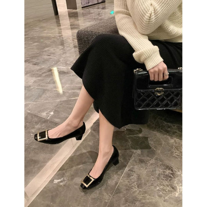 Yulanda | Classic Square Toe Pumps with Buckle Detail