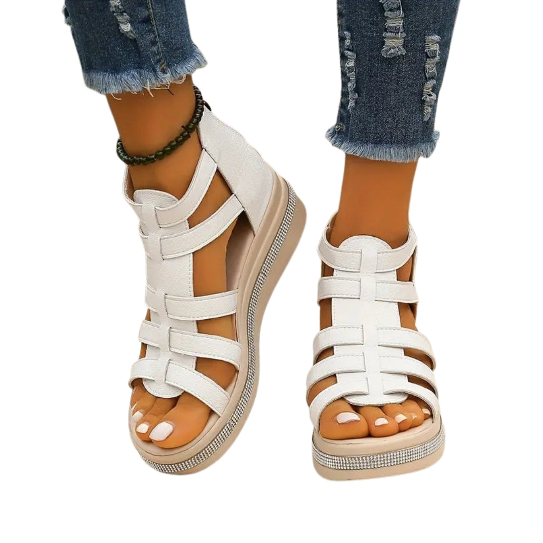 Yusrah | Stylish Strappy Platform Sandals with Back Zip