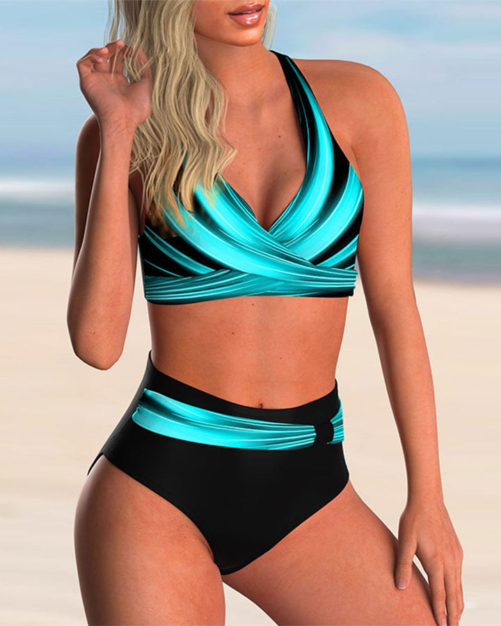 Zadie | Criss-Cross Bikini Set with High Waist Detail