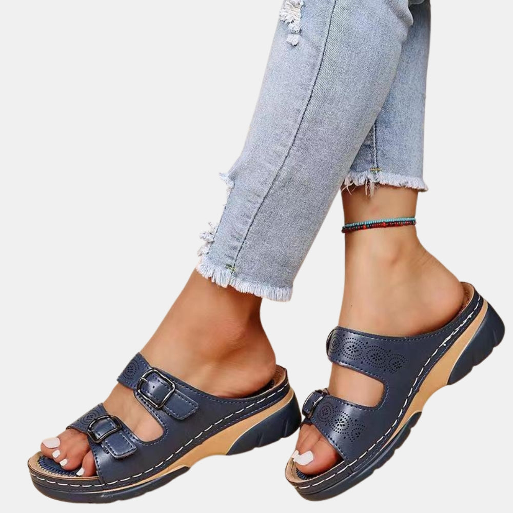 Zadiee | Adjustable Slide Sandals with Double Buckle