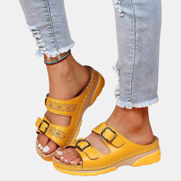Zadiee | Adjustable Slide Sandals with Double Buckle