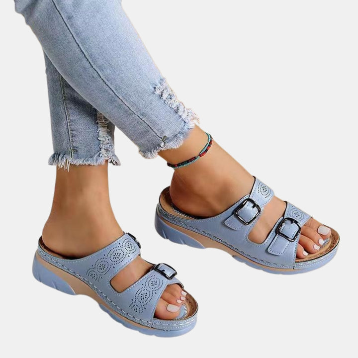 Zadiee | Adjustable Slide Sandals with Double Buckle