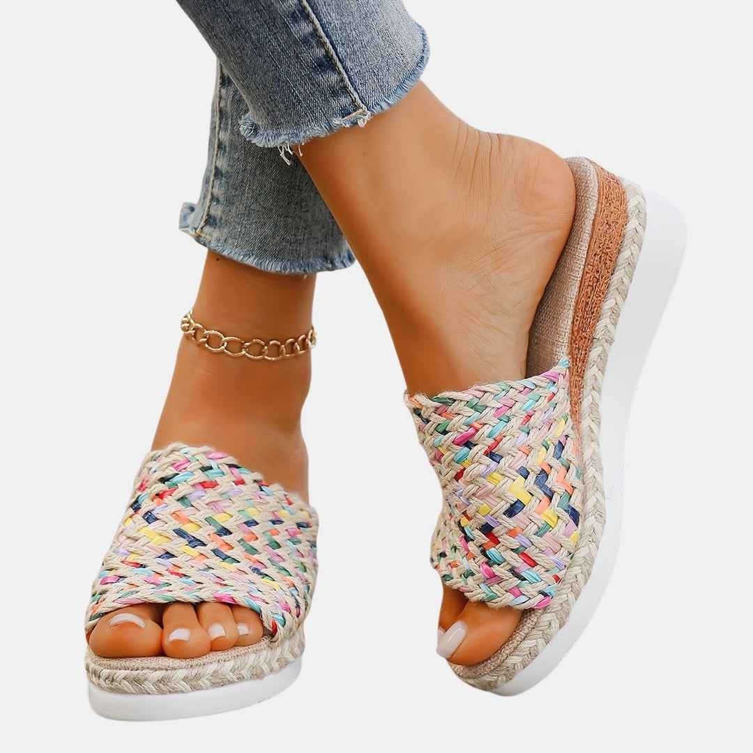 Zafira | Woven Platform Slide Sandals