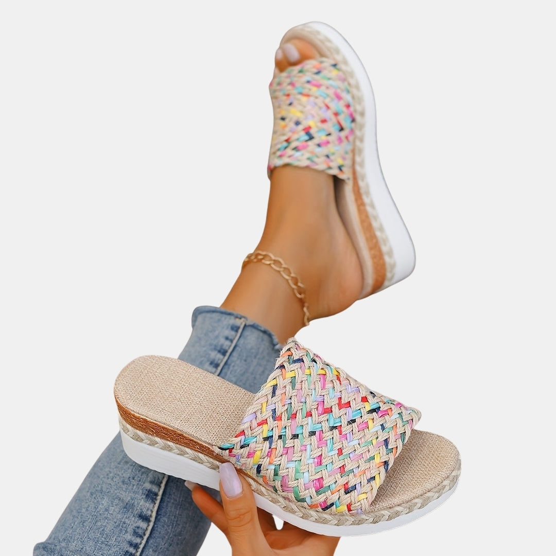 Zafira | Woven Platform Slide Sandals