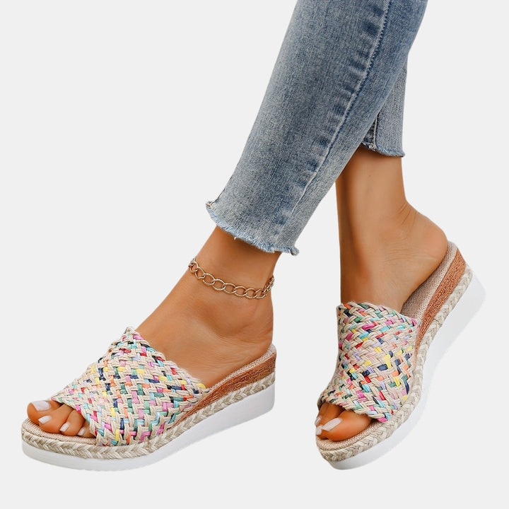 Zafira | Woven Platform Slide Sandals