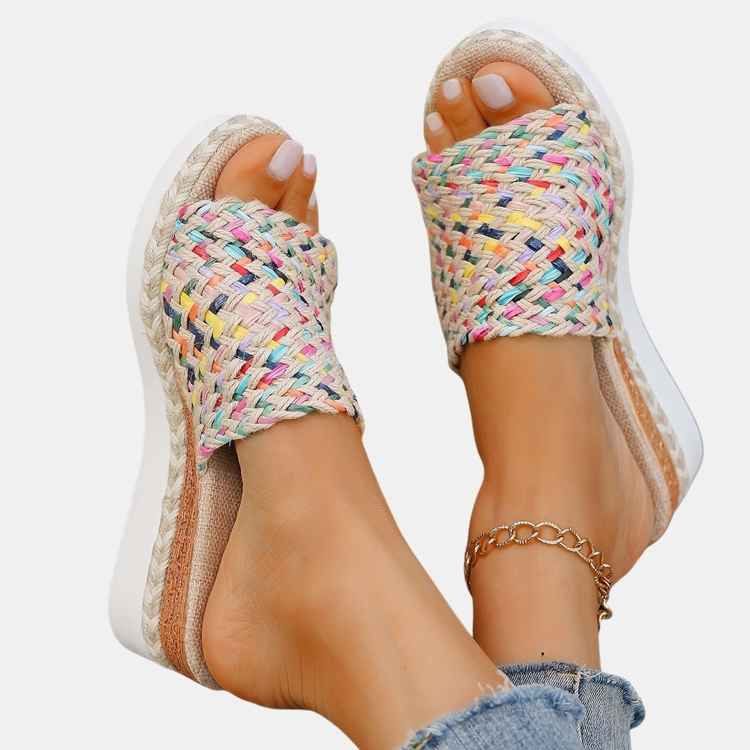 Zafira | Woven Platform Slide Sandals