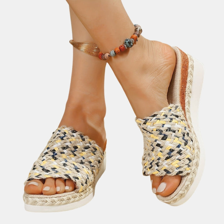 Zafira | Woven Platform Slide Sandals