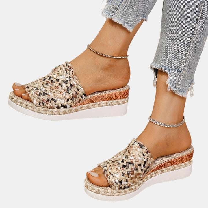 Zafira | Woven Platform Slide Sandals