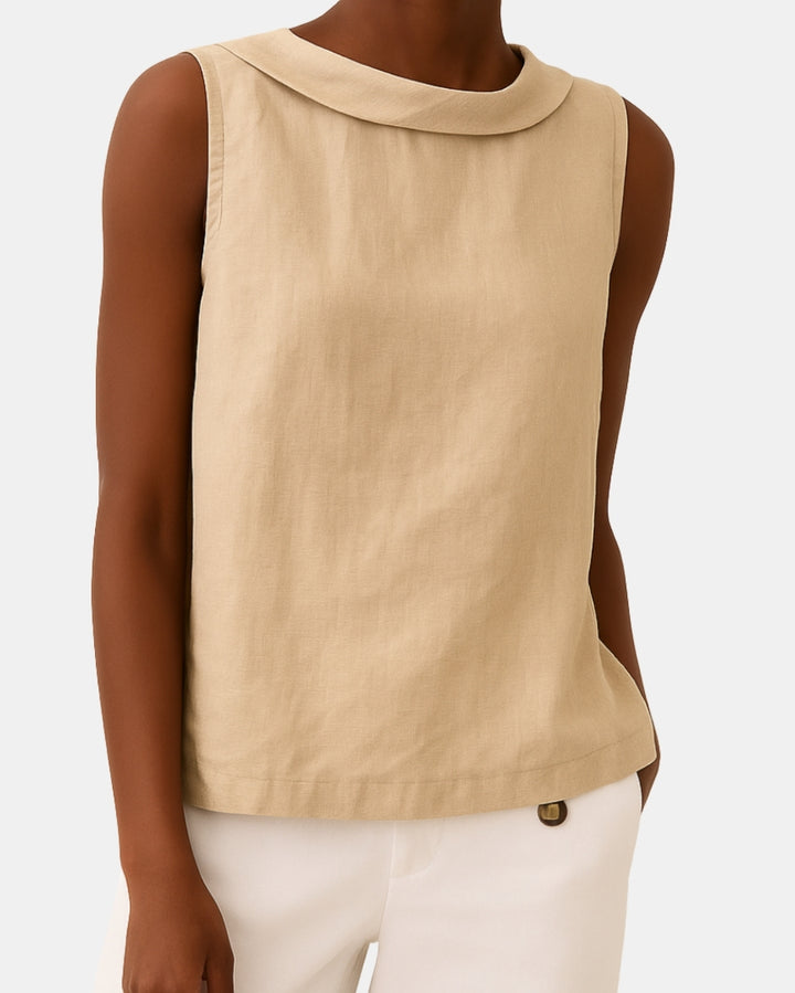 Zalyndra | Elegant High Neck Sleeveless Top
