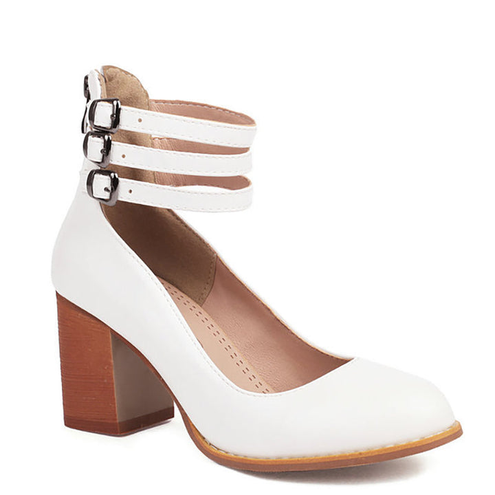 Zandra | Block Heel Pumps with Multi Strap Ankle Detail