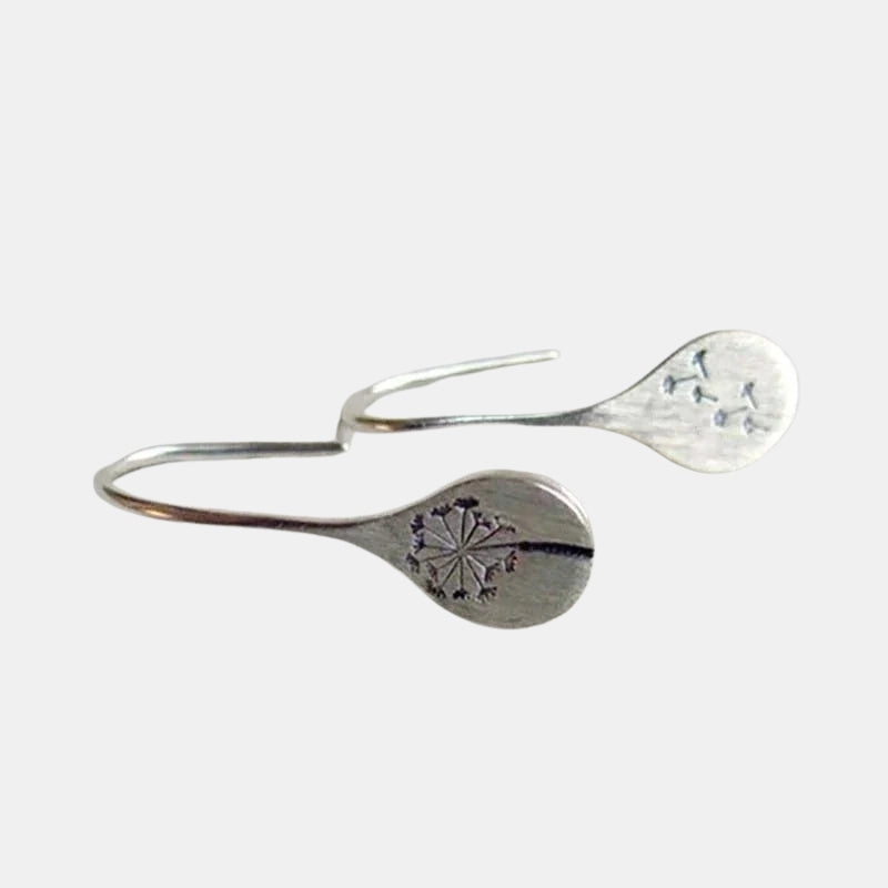 Zayda | Minimalist Drop Earrings with Botanical Engraving