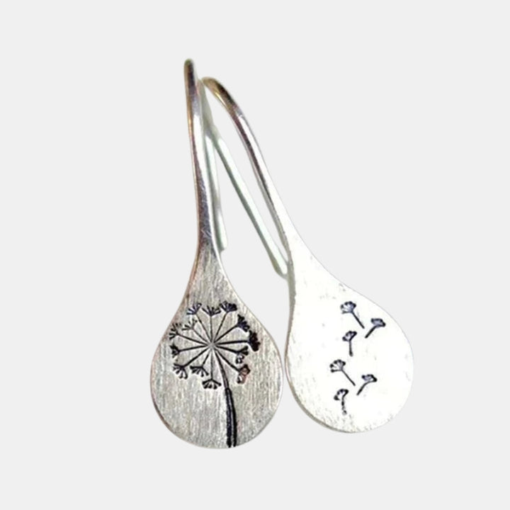 Zayda | Minimalist Drop Earrings with Botanical Engraving