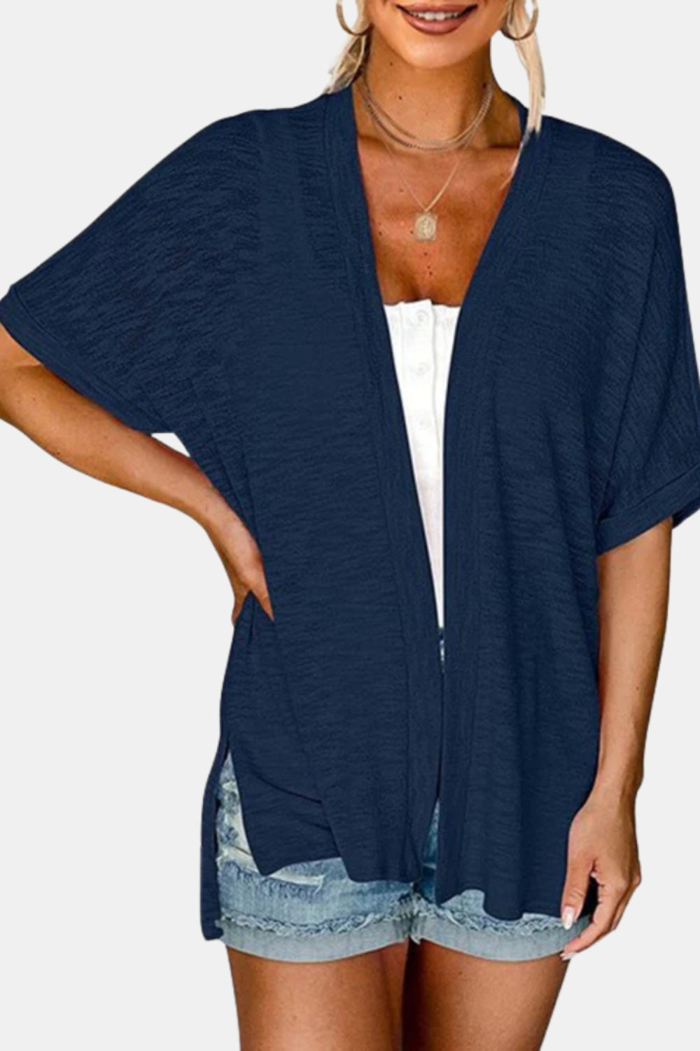 Zayliana | Open Front Cardigan with Short Sleeves
