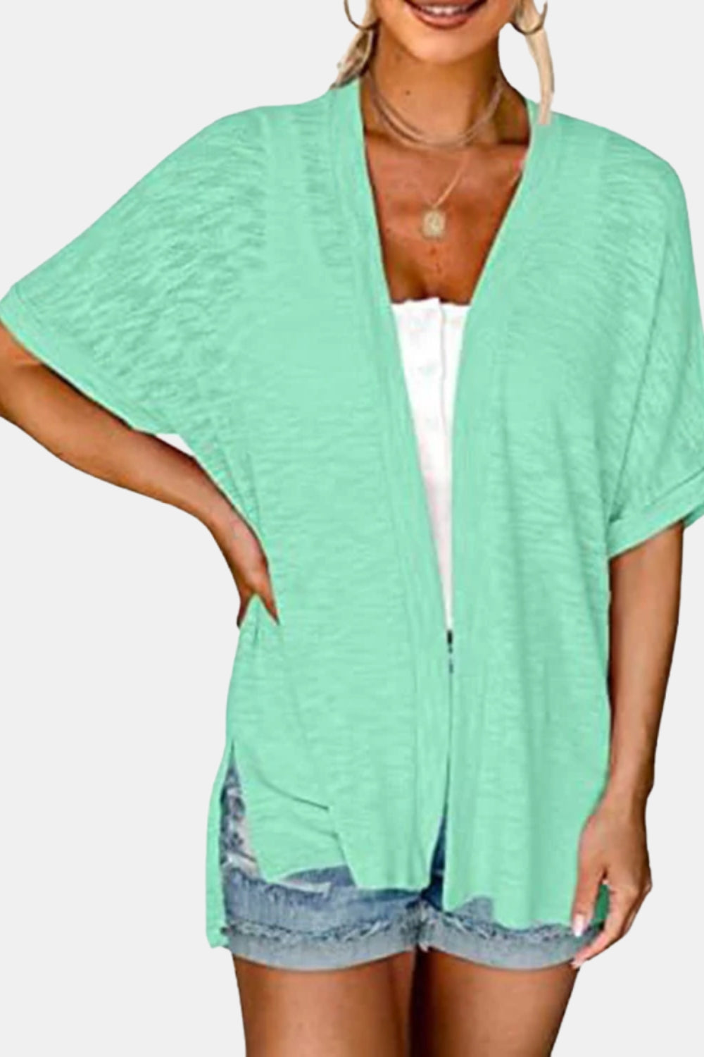 Zayliana | Open Front Cardigan with Short Sleeves