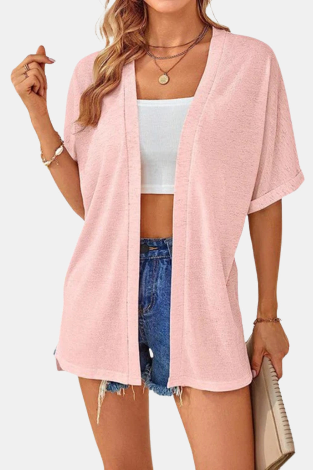 Zayliana | Open Front Cardigan with Short Sleeves