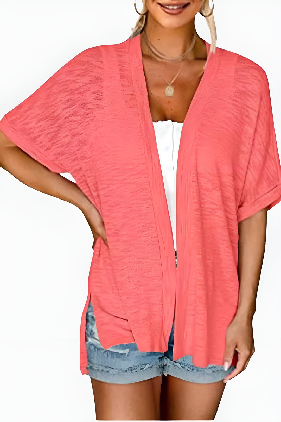Zayliana | Open Front Cardigan with Short Sleeves