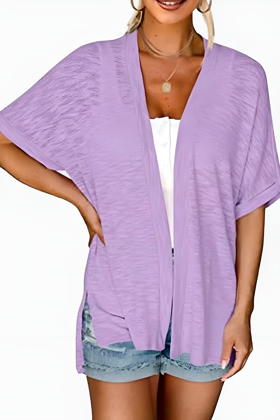 Zayliana | Open Front Cardigan with Short Sleeves