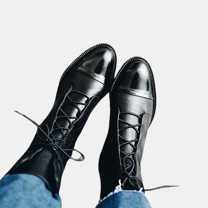 Zilpha | Classic Lace Up Ankle Boots with Cap Toe