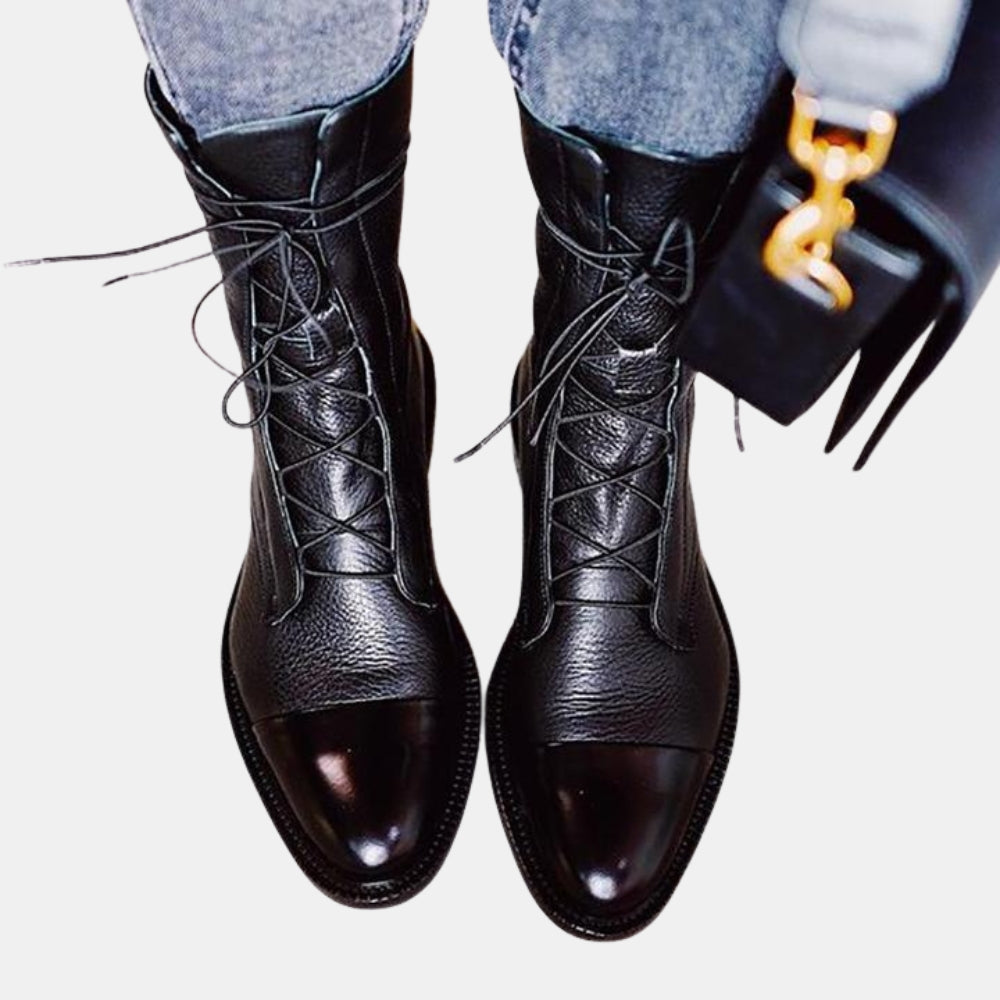 Zilpha | Classic Lace Up Ankle Boots with Cap Toe