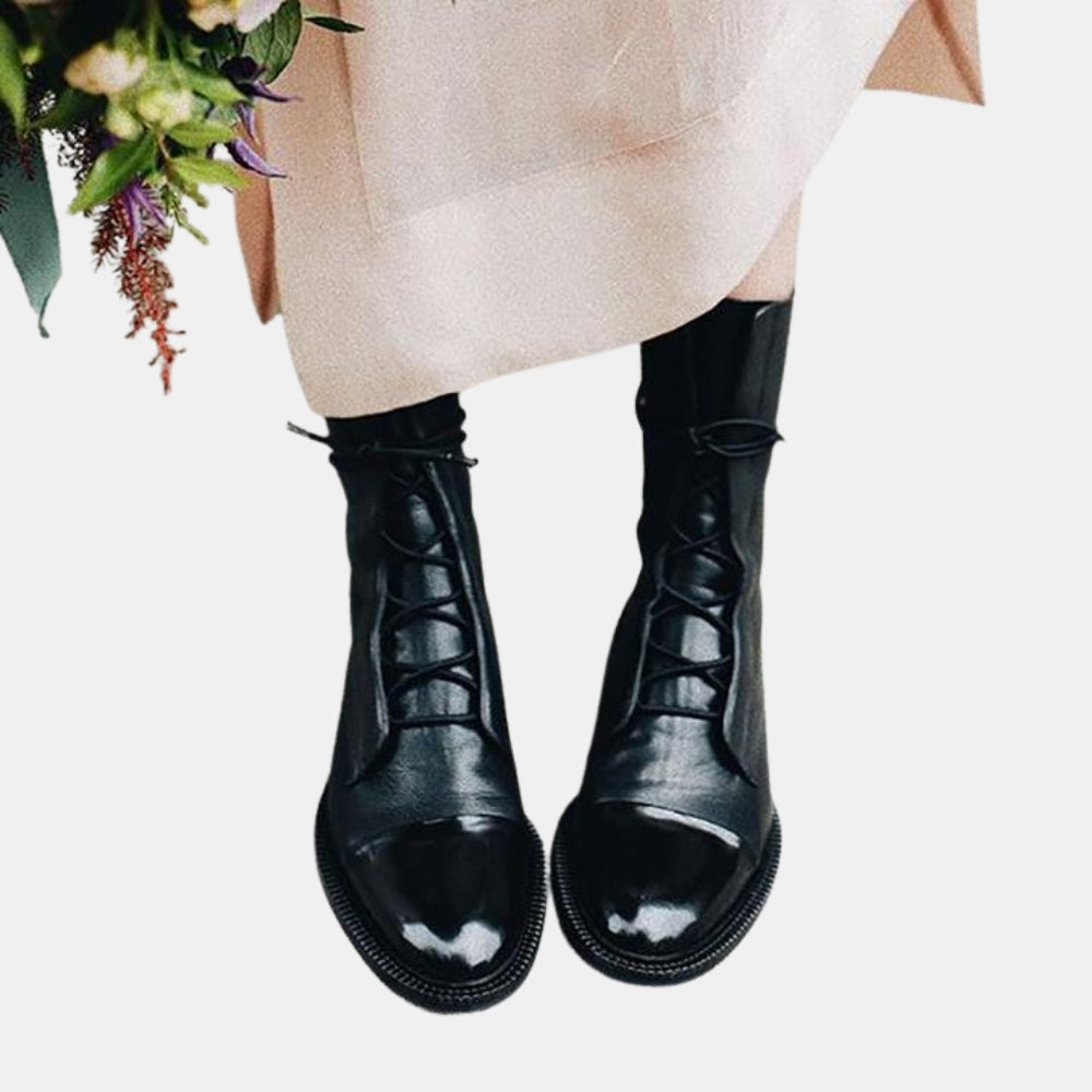 Zilpha | Classic Lace Up Ankle Boots with Cap Toe