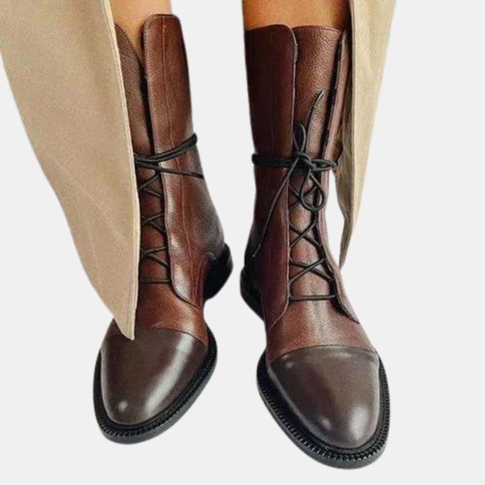 Zilpha | Classic Lace Up Ankle Boots with Cap Toe